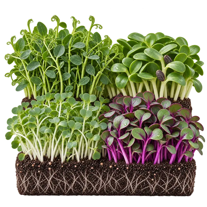 Peaks Mix microgreens in the tray, uncut